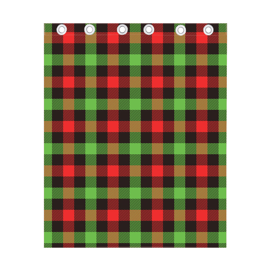 Green Red And Black Buffalo Plaid Print Curtain