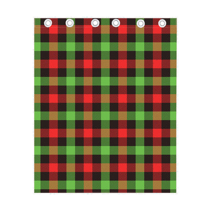 Green Red And Black Buffalo Plaid Print Curtain