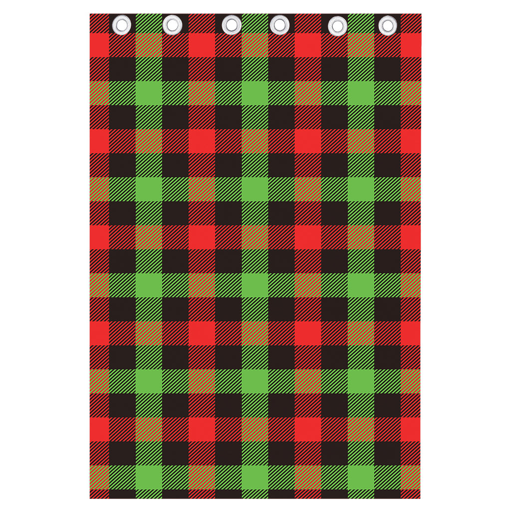 Green Red And Black Buffalo Plaid Print Curtain