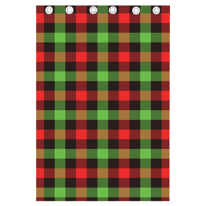 Green Red And Black Buffalo Plaid Print Curtain
