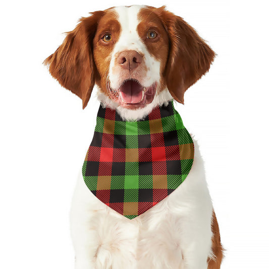 Green Red And Black Buffalo Plaid Print Dog Bandana
