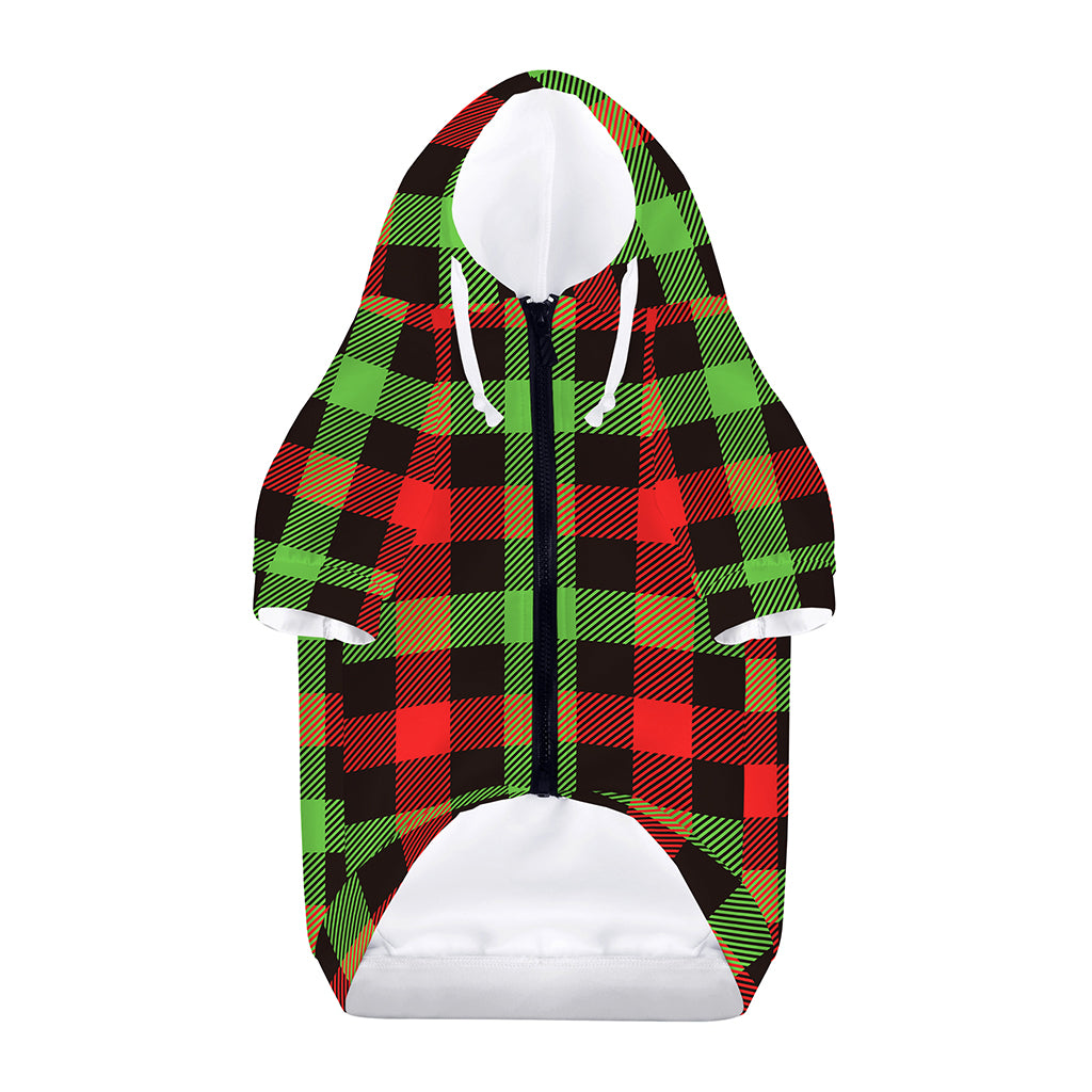 Green Red And Black Buffalo Plaid Print Dog Zip Up Hoodie