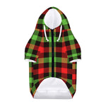 Green Red And Black Buffalo Plaid Print Dog Zip Up Hoodie
