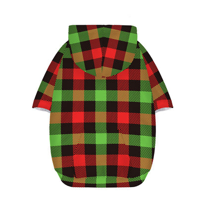 Green Red And Black Buffalo Plaid Print Dog Zip Up Hoodie