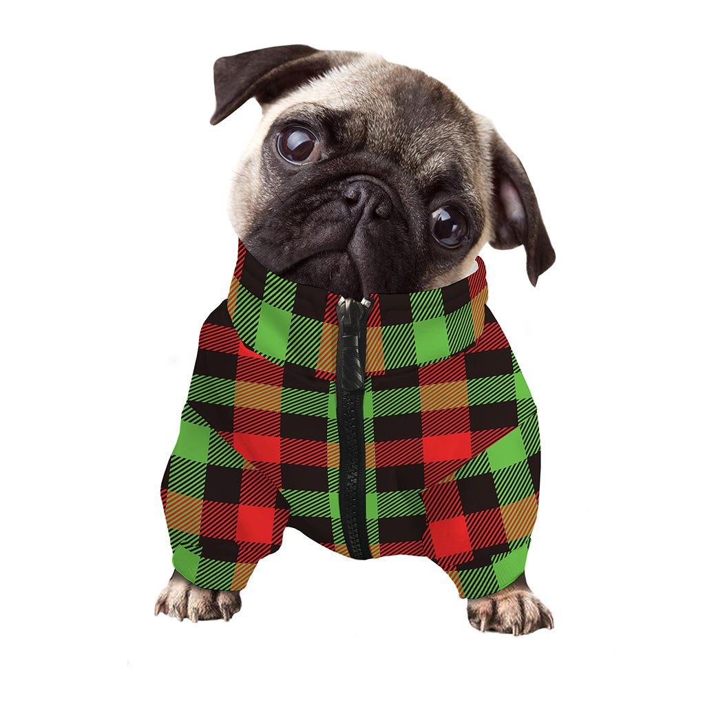 Green Red And Black Buffalo Plaid Print Dog Zip Up Jacket