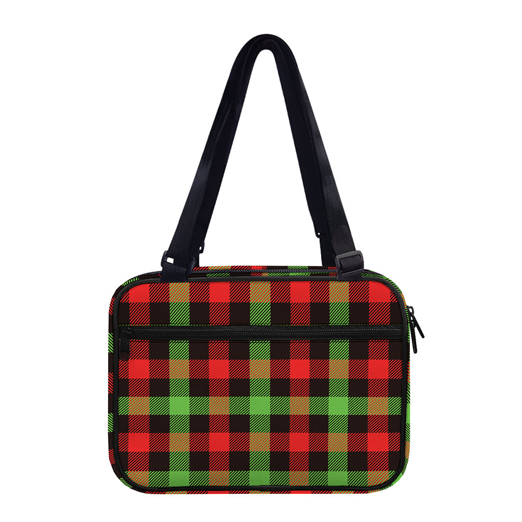 Green Red And Black Buffalo Plaid Print Double Strap Bible Bag