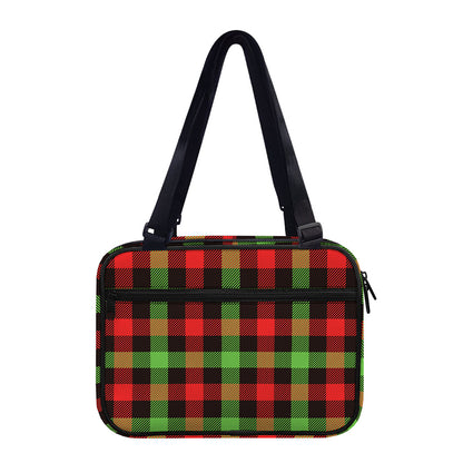 Green Red And Black Buffalo Plaid Print Double Strap Bible Bag