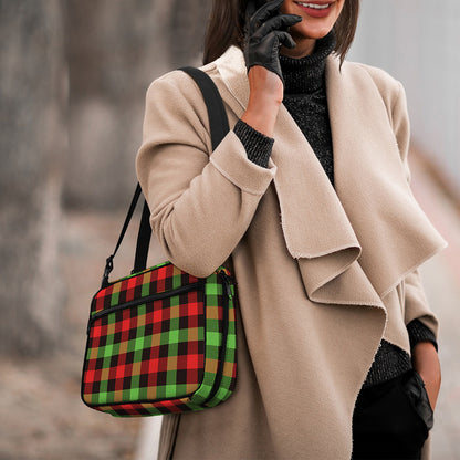 Green Red And Black Buffalo Plaid Print Double Strap Bible Bag