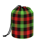 Green Red And Black Buffalo Plaid Print Drawstring Makeup Bag