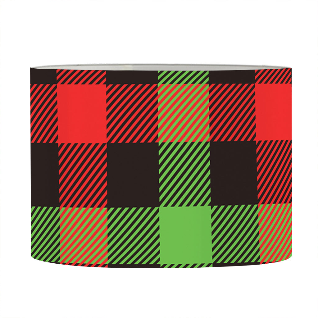 Green Red And Black Buffalo Plaid Print Drum Lamp Shade