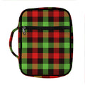 Green Red And Black Buffalo Plaid Print Front Pocket Bible Bag
