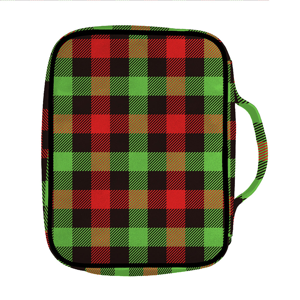 Green Red And Black Buffalo Plaid Print Front Pocket Bible Bag