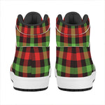 Green Red And Black Buffalo Plaid Print High Top Leather Sneakers