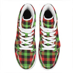 Green Red And Black Buffalo Plaid Print High Top Leather Sneakers