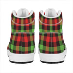 Green Red And Black Buffalo Plaid Print High Top Leather Sneakers