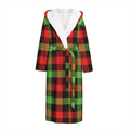 Green Red And Black Buffalo Plaid Print Hooded Bathrobe
