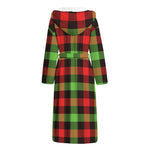 Green Red And Black Buffalo Plaid Print Hooded Bathrobe