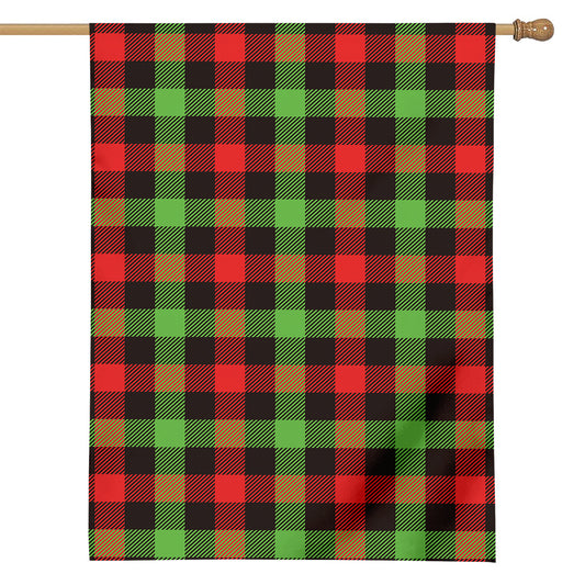 Green Red And Black Buffalo Plaid Print House Flag