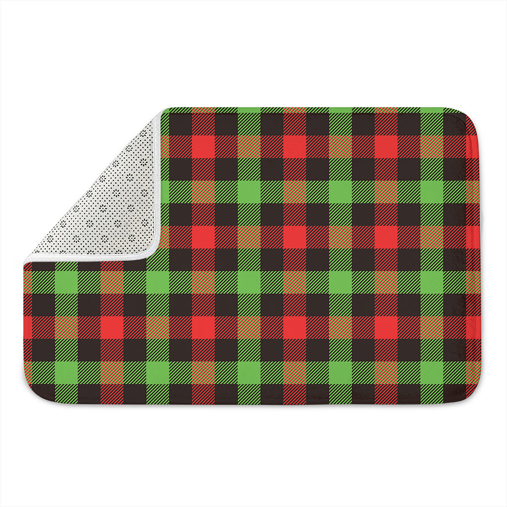 Green Red And Black Buffalo Plaid Print Indoor Door Mat