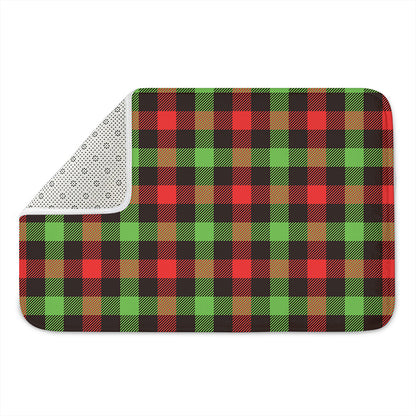 Green Red And Black Buffalo Plaid Print Indoor Door Mat