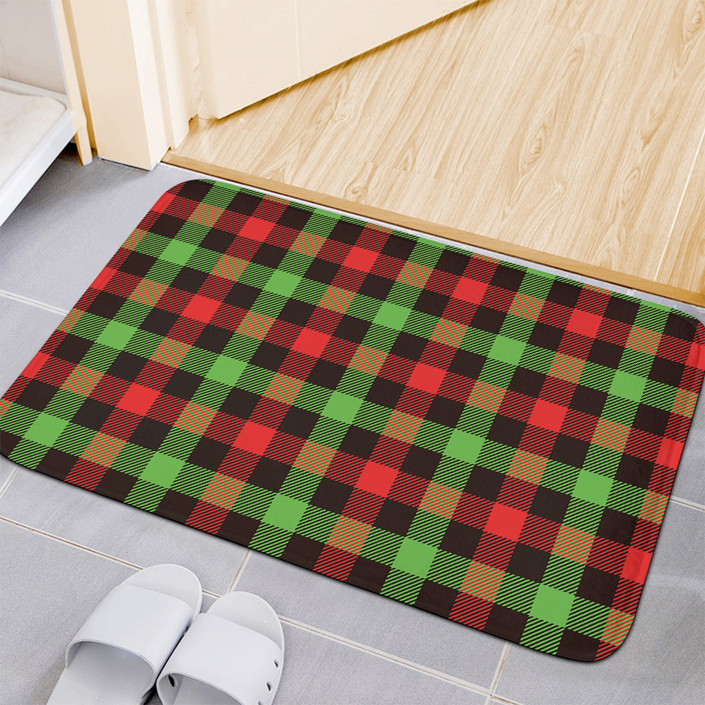Green Red And Black Buffalo Plaid Print Indoor Door Mat