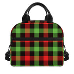 Green Red And Black Buffalo Plaid Print Insulated Lunch Bag