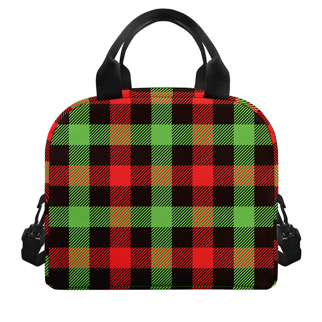 Green Red And Black Buffalo Plaid Print Insulated Lunch Bag