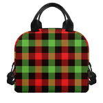 Green Red And Black Buffalo Plaid Print Insulated Lunch Bag