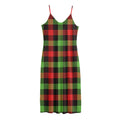 Green Red And Black Buffalo Plaid Print Jersey Midi Cami Dress