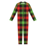 Green Red And Black Buffalo Plaid Print Jumpsuit