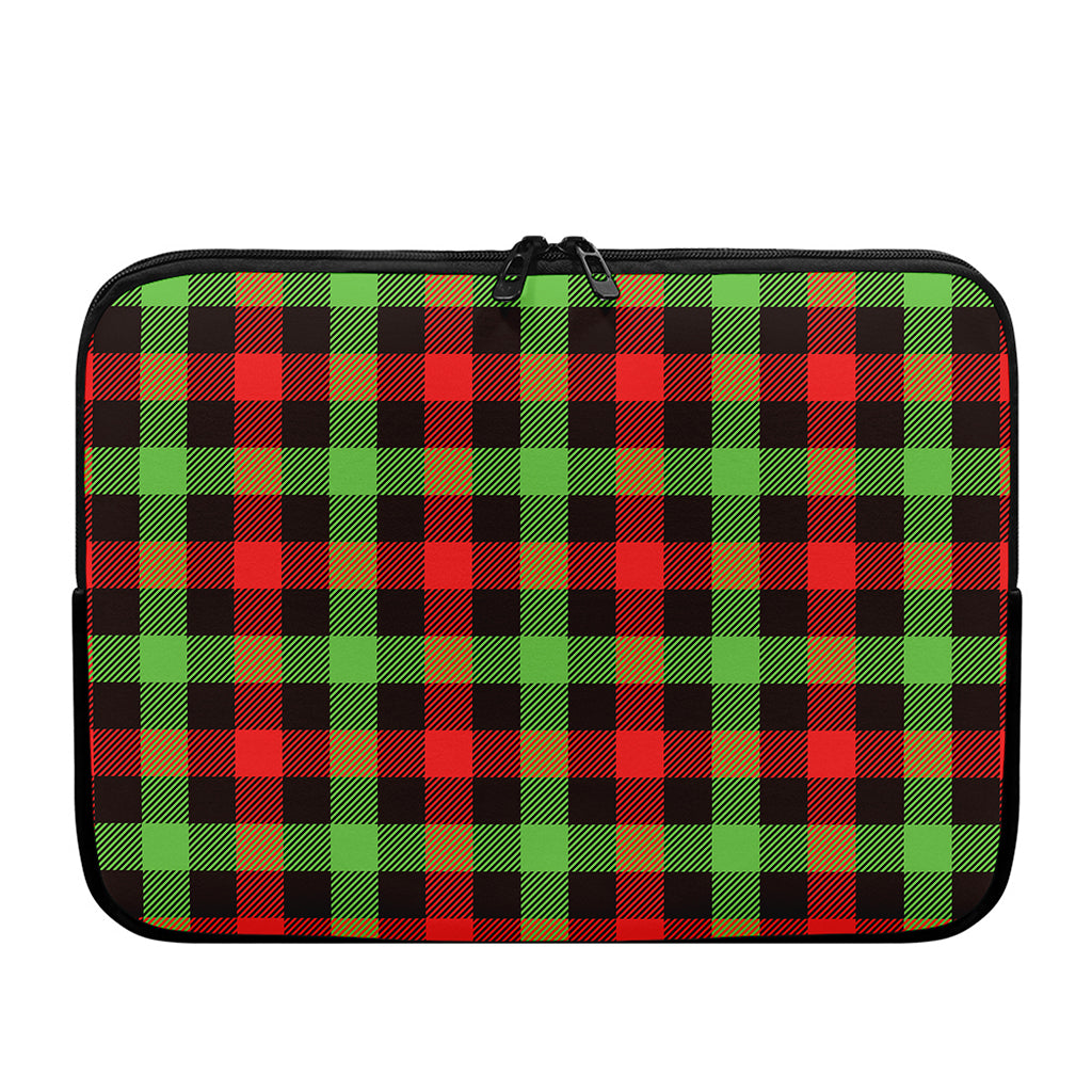 Green Red And Black Buffalo Plaid Print Laptop Sleeve