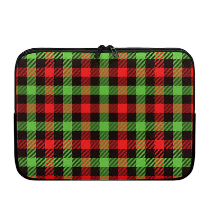 Green Red And Black Buffalo Plaid Print Laptop Sleeve