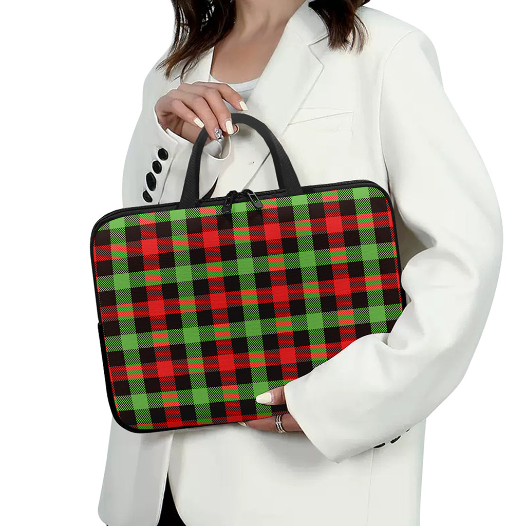 Green Red And Black Buffalo Plaid Print Laptop Sleeve With Handle