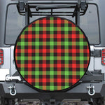Green Red And Black Buffalo Plaid Print Leather Spare Tire Cover