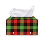 Green Red And Black Buffalo Plaid Print Leather Tissue Box Cover
