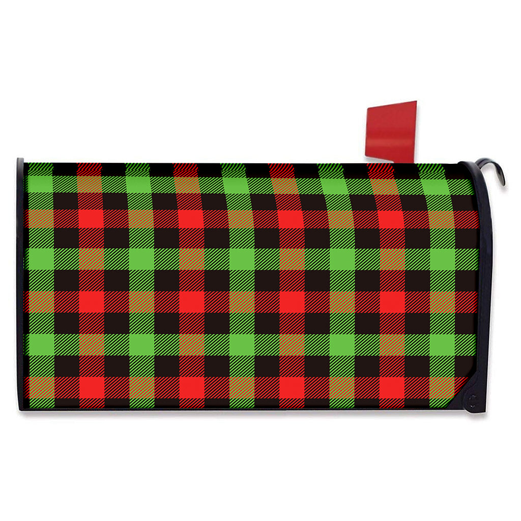 Green Red And Black Buffalo Plaid Print Mailbox Cover