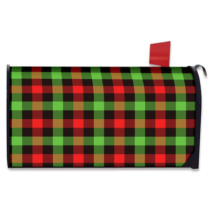 Green Red And Black Buffalo Plaid Print Mailbox Cover