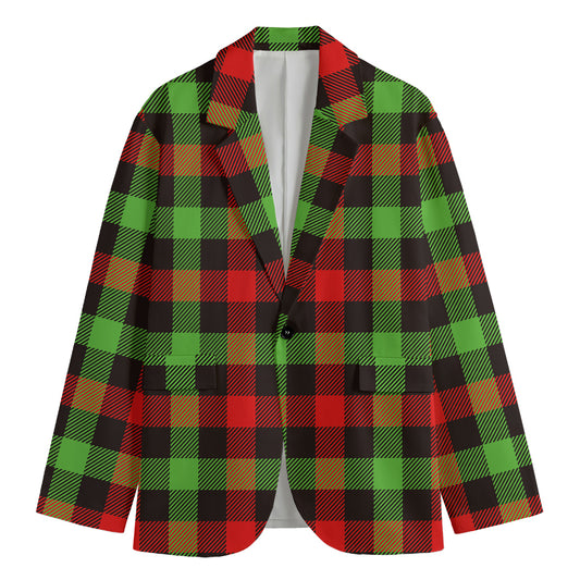 Green Red And Black Buffalo Plaid Print Men's Blazer