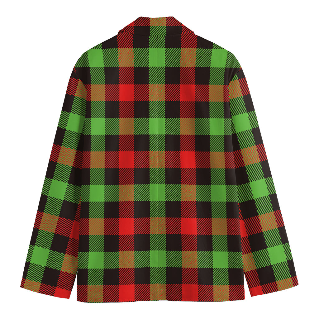 Green Red And Black Buffalo Plaid Print Men's Blazer