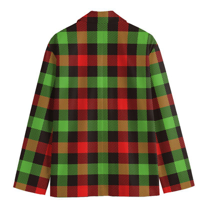 Green Red And Black Buffalo Plaid Print Men's Blazer