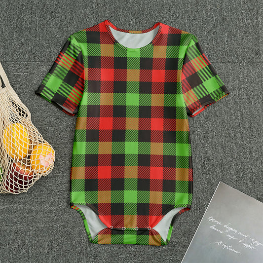 Green Red And Black Buffalo Plaid Print Men's Bodysuit