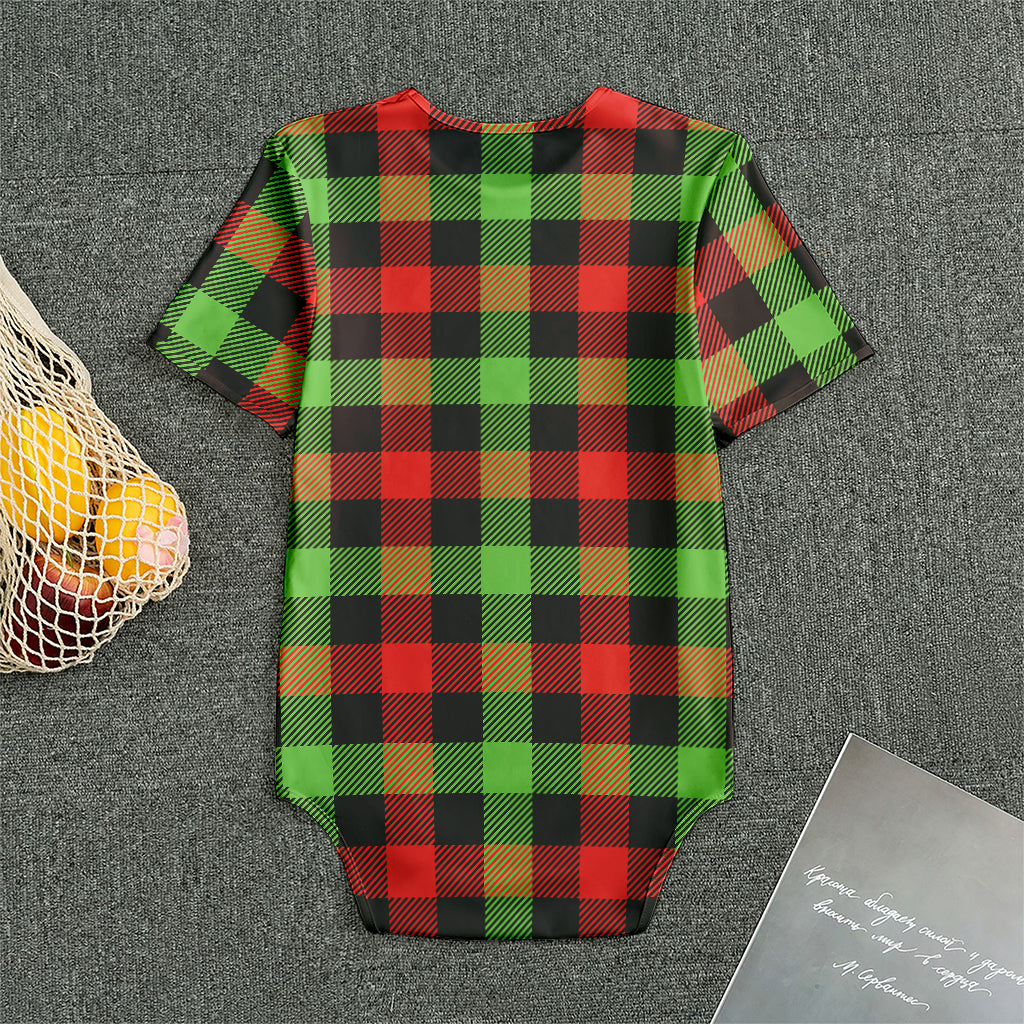 Green Red And Black Buffalo Plaid Print Men's Bodysuit