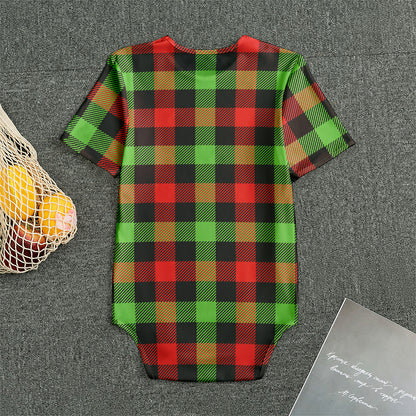 Green Red And Black Buffalo Plaid Print Men's Bodysuit