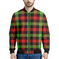 Green Red And Black Buffalo Plaid Print Men's Bomber Jacket