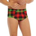 Green Red And Black Buffalo Plaid Print Men's Briefs
