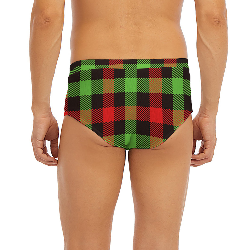 Green Red And Black Buffalo Plaid Print Men's Briefs