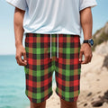 Green Red And Black Buffalo Plaid Print Men's Cargo Shorts