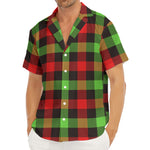Green Red And Black Buffalo Plaid Print Men's Deep V-Neck Shirt