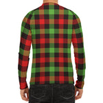 Green Red And Black Buffalo Plaid Print Men's Long Sleeve Rash Guard