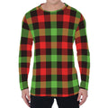 Green Red And Black Buffalo Plaid Print Men's Long Sleeve T-Shirt